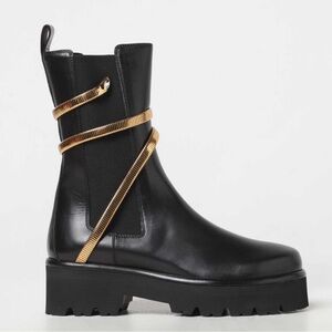 Brand new With box Rene Caovilla Leather Ankle Boots with Gold Accents